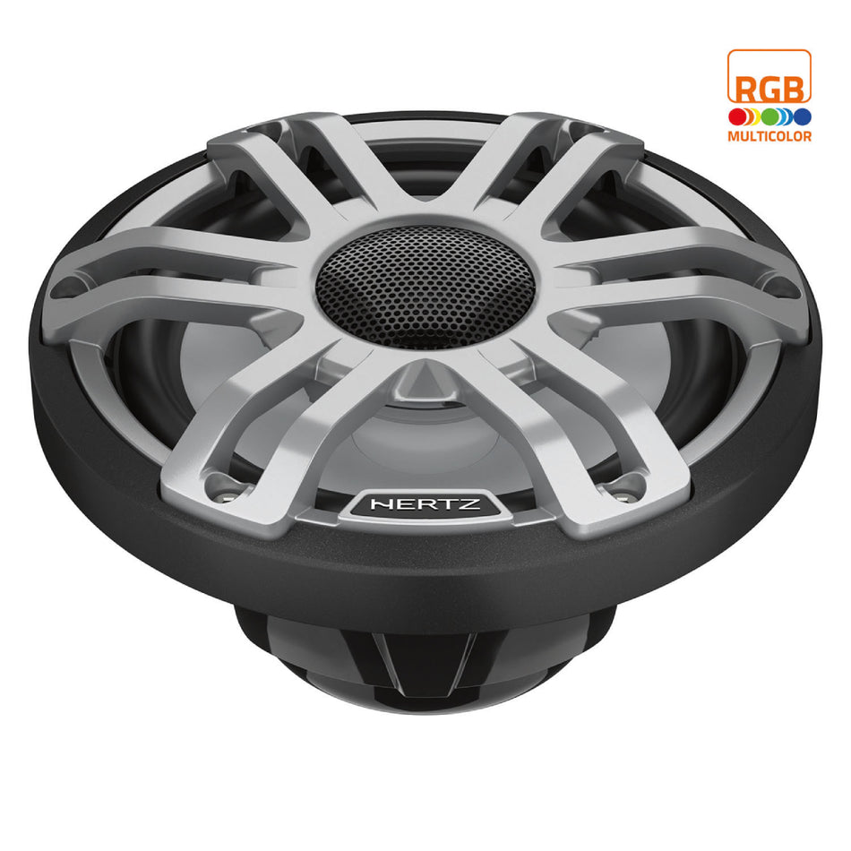 Hertz HMX 6.5 S-LD-G, HMX 6.5" Marine Coaxial Speakers w/ RGB LED, Gray Sport Grille