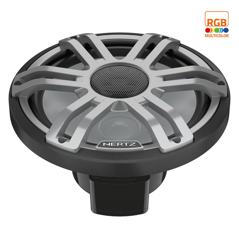 Hertz HMX 8 S-LD-G, HMX 8" Marine Coaxial Speakers w/ RGB LED, Gray Sport Grille